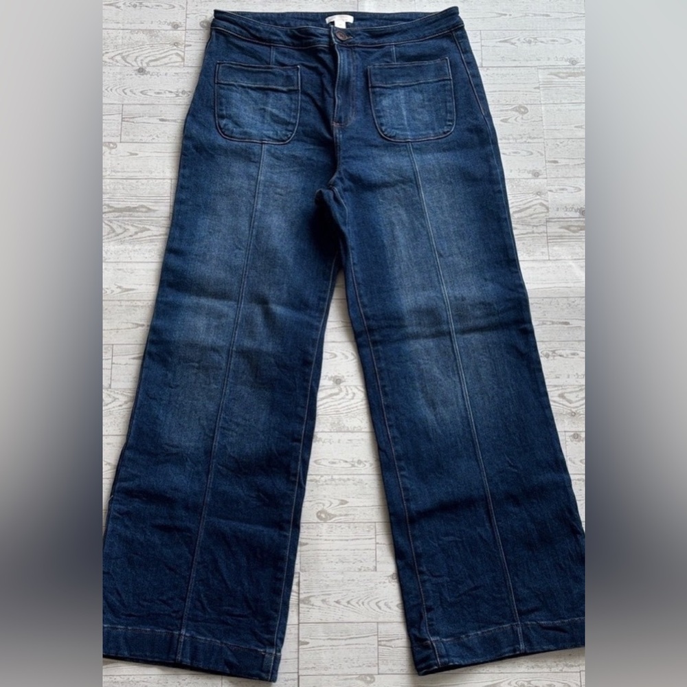 LC Lauren Conrad Indigo Wide-Leg Jeans with Front Patch Pockets